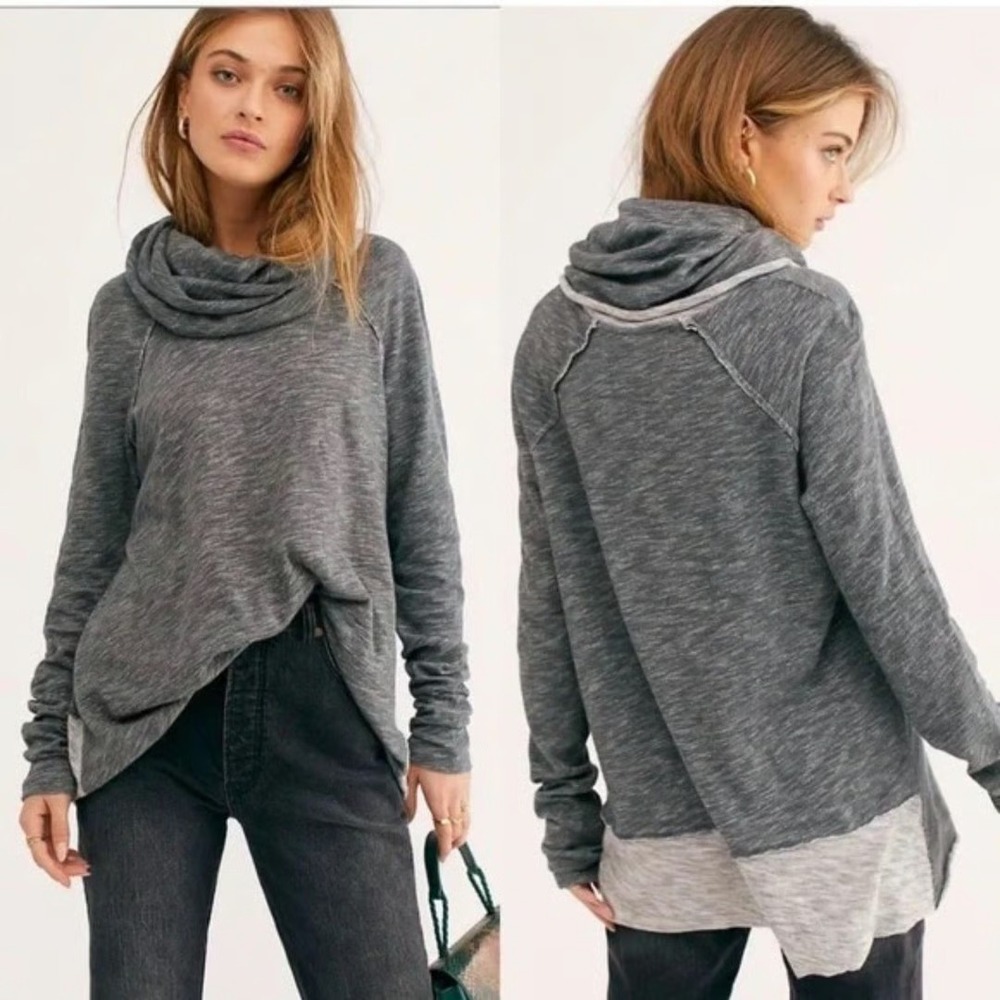 Free People Beach Two Body Corps Deux Cowl Neck Onesize Oversized Sweater Sz M
